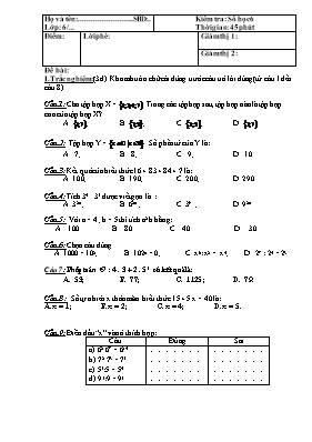 Kiểm tra 45 phút môn học Số học khối lớp 6